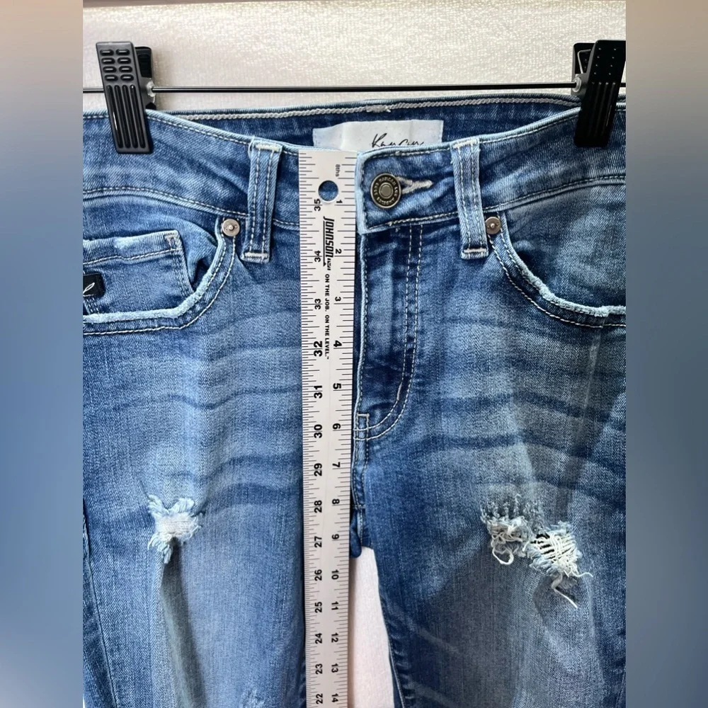 KanCan Distressed‎ Jeggings Pants Womens 5/26 Blue Denim Stretch Thrashed 2261